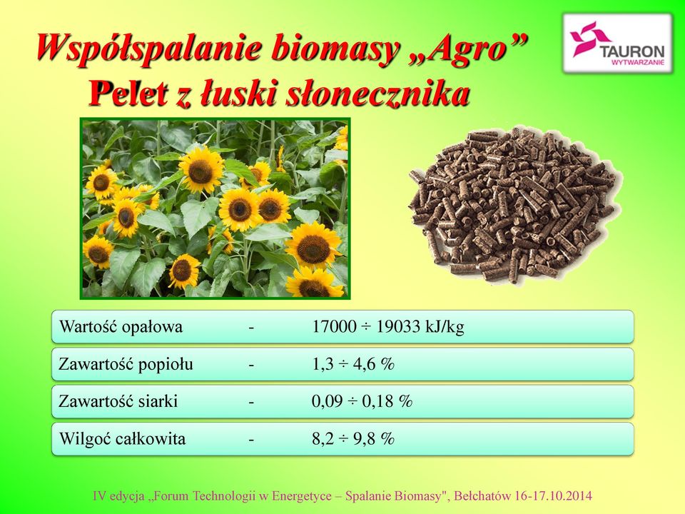 kj/kg Zawartość popiołu - 1,3 4,6 %