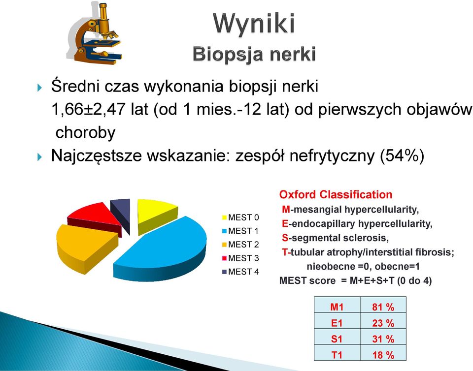 MEST 2 MEST 3 MEST 4 Oxford Classification M-mesangial hypercellularity, E-endocapillary