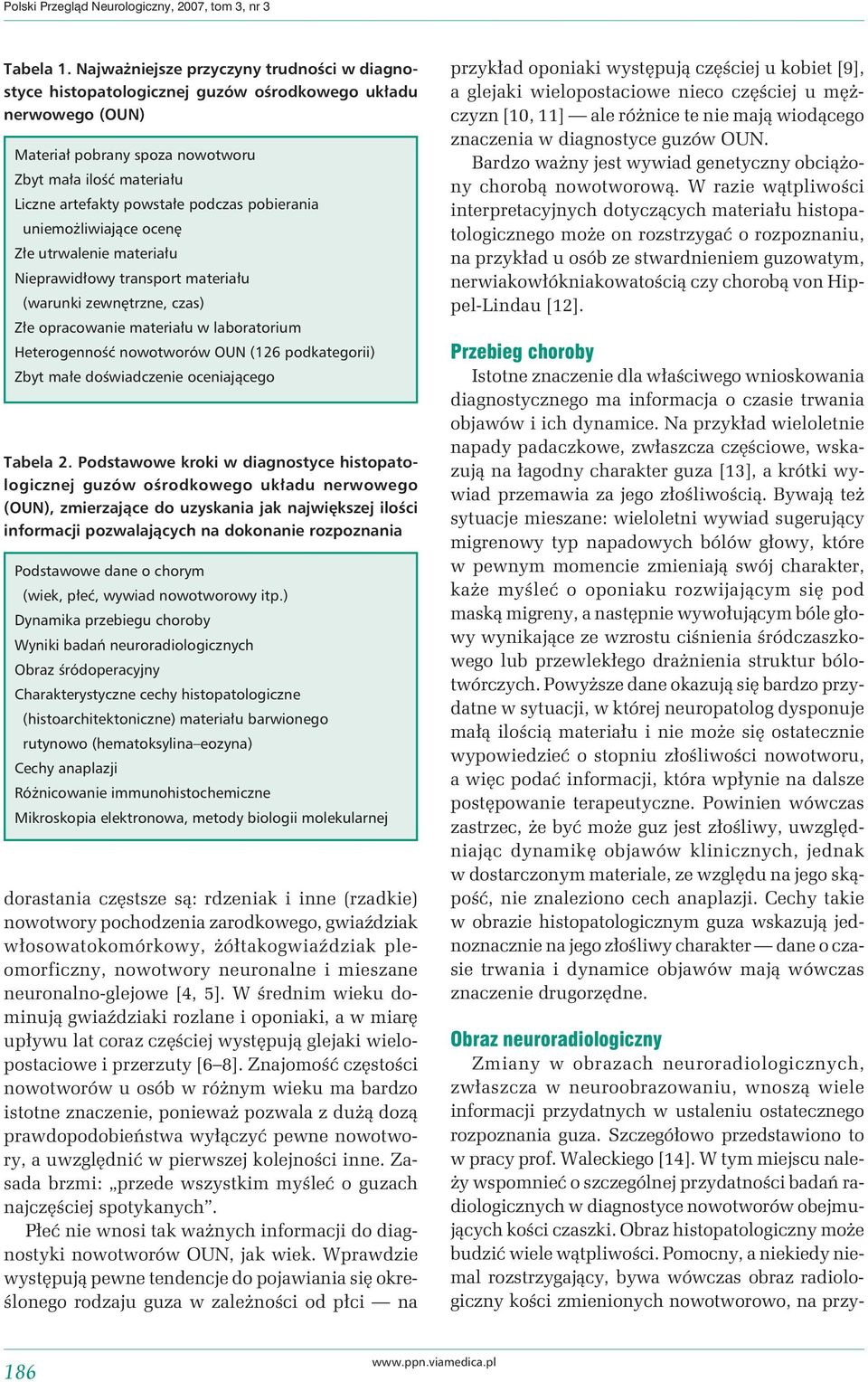 podczas pobierania uniemożliwiające ocenę Złe utrwalenie materiału Nieprawidłowy transport materiału (warunki zewnętrzne, czas) Złe opracowanie materiału w laboratorium Heterogenność nowotworów OUN