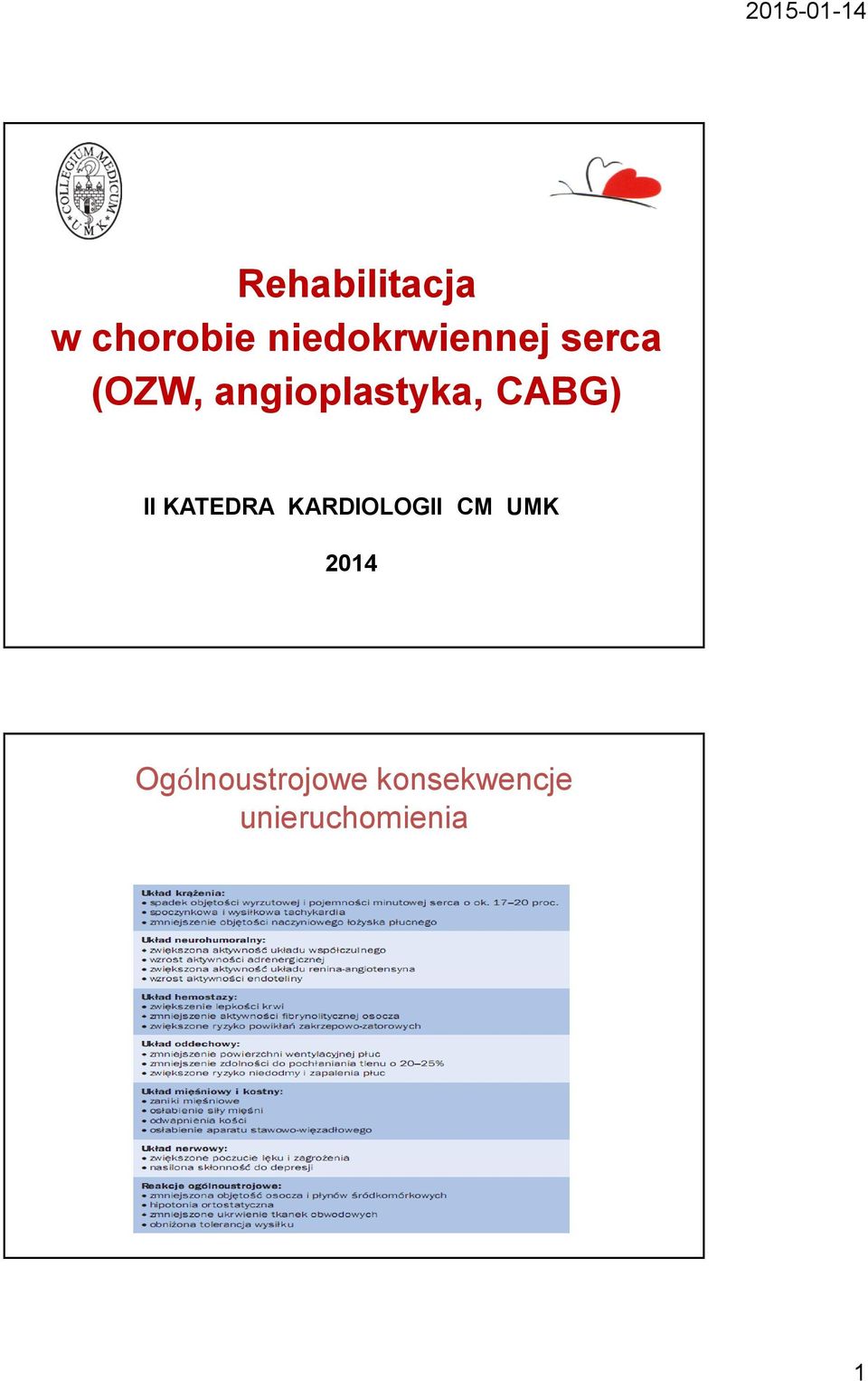 angioplastyka, CABG) II KATEDRA