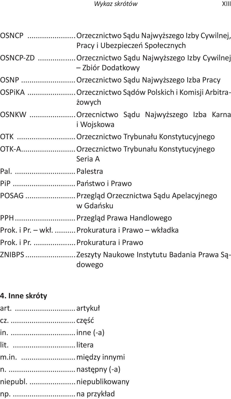 ..Orzecznictwo Trybunału Konstytucyjnego OTK-A...Orzecznictwo Trybunału Konstytucyjnego Seria A Pal....Palestra PiP...Państwo i Prawo POSAG...Przegląd Orzecznictwa Sądu Apelacyjnego w Gdańsku PPH.