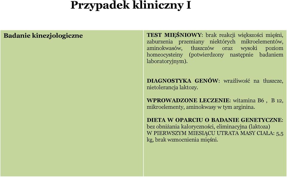 DIAGNOSTYKA GENÓW: wrażliwość na tłuszcze, nietolerancja laktozy.