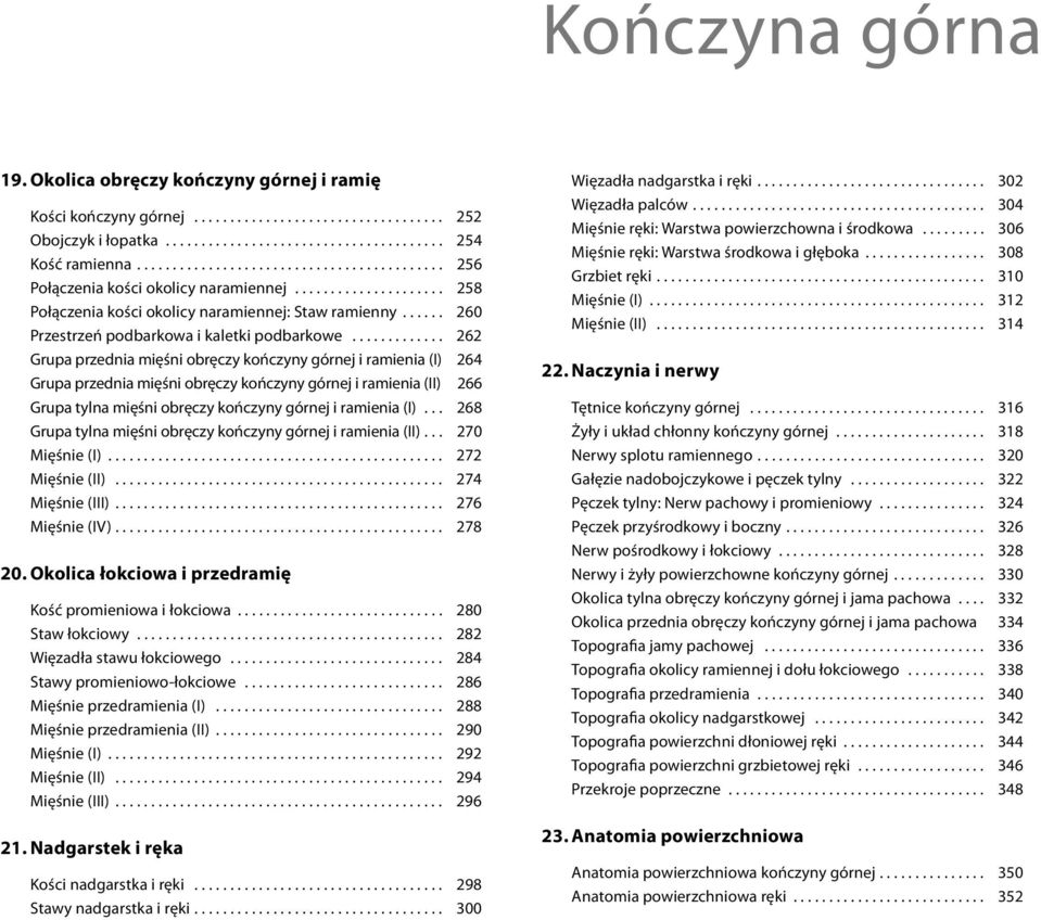 ..... 260 Przestrzeń podbarkowa i kaletki podbarkowe.