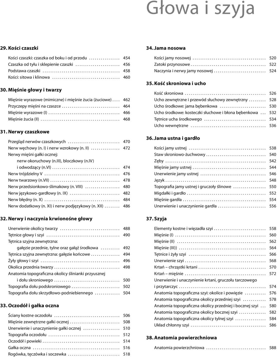 ... 462 Przyczepy mięśni na czaszce.............................. 464 Mięśnie wyrazowe (I)..................................... 466 Mięśnie żucia (II)......................................... 468 31.