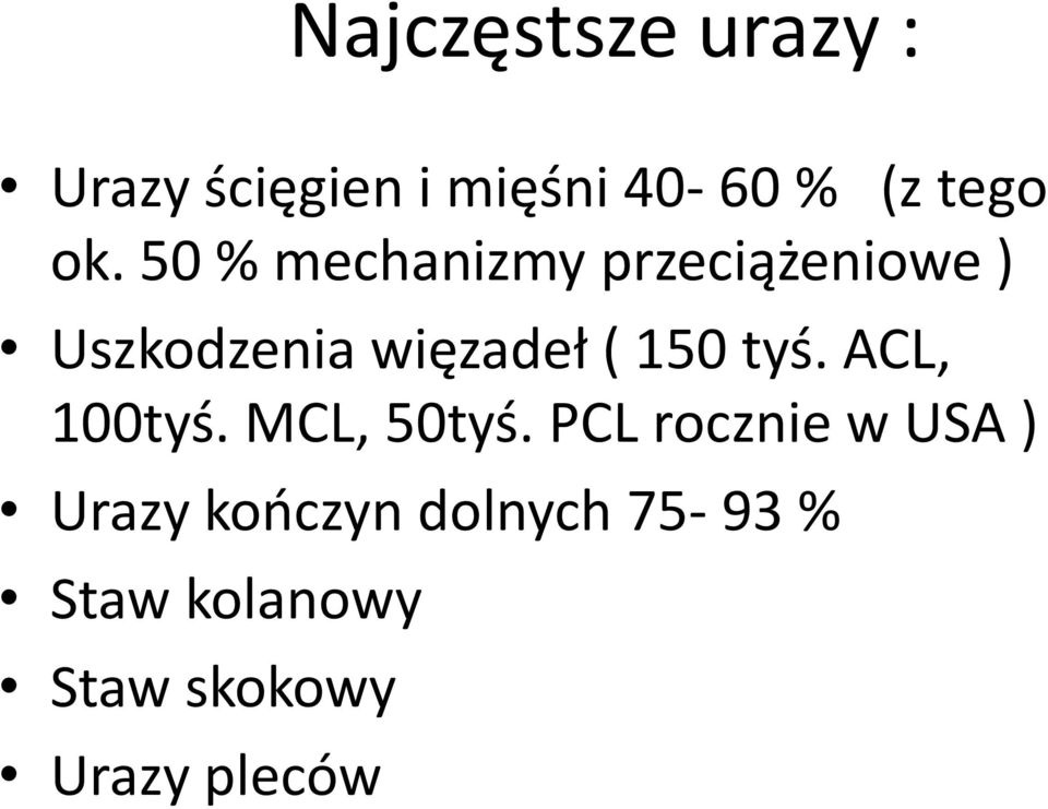 150 tyś. ACL, 100tyś. MCL, 50tyś.