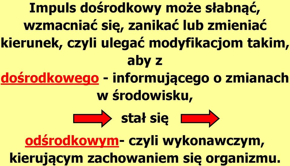 dośrodkowego - informującego o zmianach w środowisku, stał się