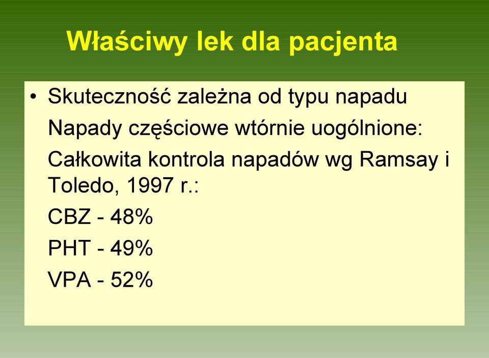 uogólnione: Całkowita kontrola napadów wg