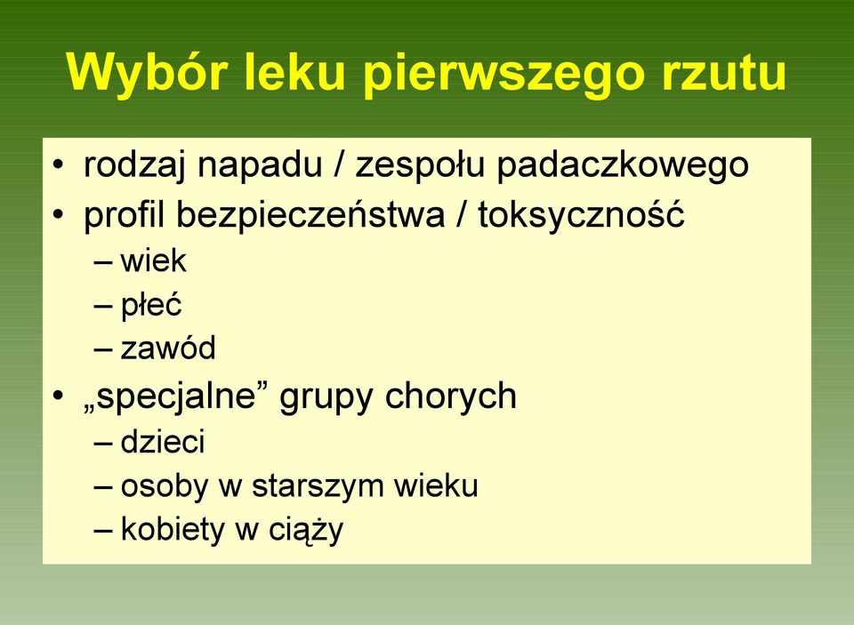 toksyczność wiek płeć zawód specjalne grupy