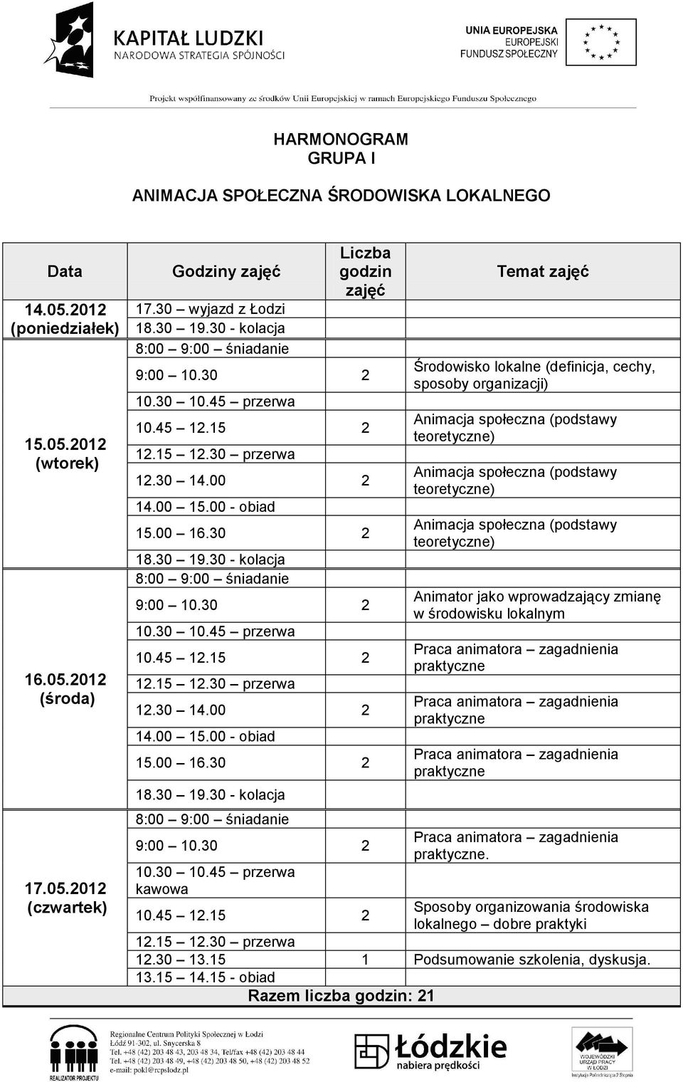 30 2 12.30 14.00 2 14.00 15.00 - obiad 15.00 16.