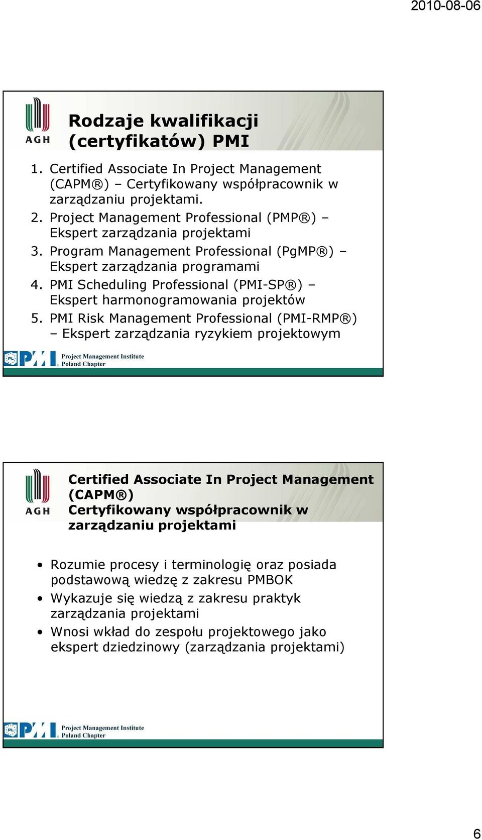 PMI Scheduling Professional (PMI-SP ) Ekspert harmonogramowania projektów 5.