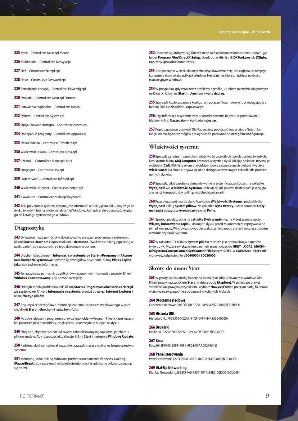 cpl 233 Opcje ułatwień dostępu Control.exe Access.cpl 234 Dodaj/Usuń programy Control.exe Appwiz.cpl 235 Data/Godzina Control.exe Timedate.cpl 236 Właściwości ekran Control.exe Desk.