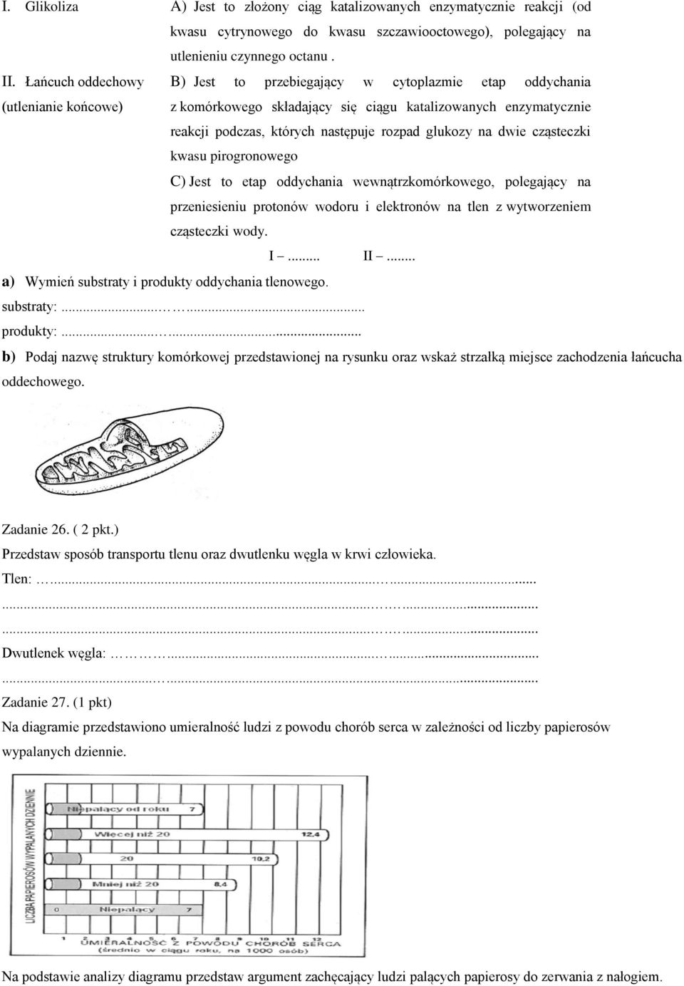 glukozy na dwie cząsteczki kwasu pirogronowego C) Jest to etap oddychania wewnątrzkomórkowego, polegający na przeniesieniu protonów wodoru i elektronów na tlen z wytworzeniem cząsteczki wody. I... II.