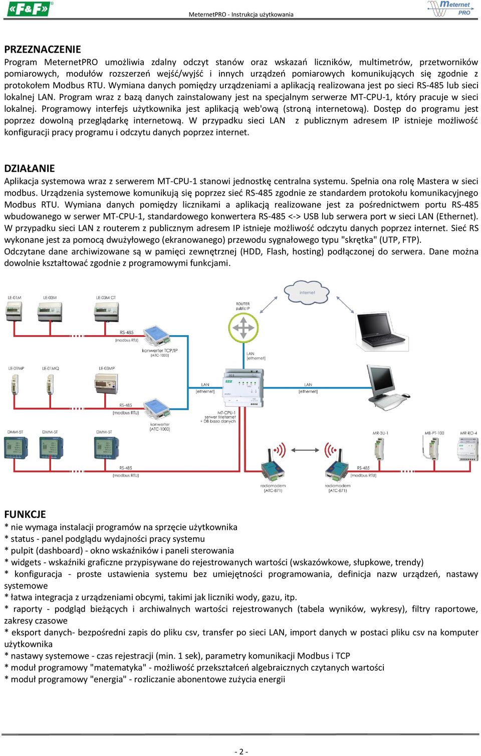 Program wraz z bazą danych zainstalowany jest na specjalnym serwerze MT-CPU-1, który pracuje w sieci lokalnej. Programowy interfejs użytkownika jest aplikacją web'ową (stroną internetową).