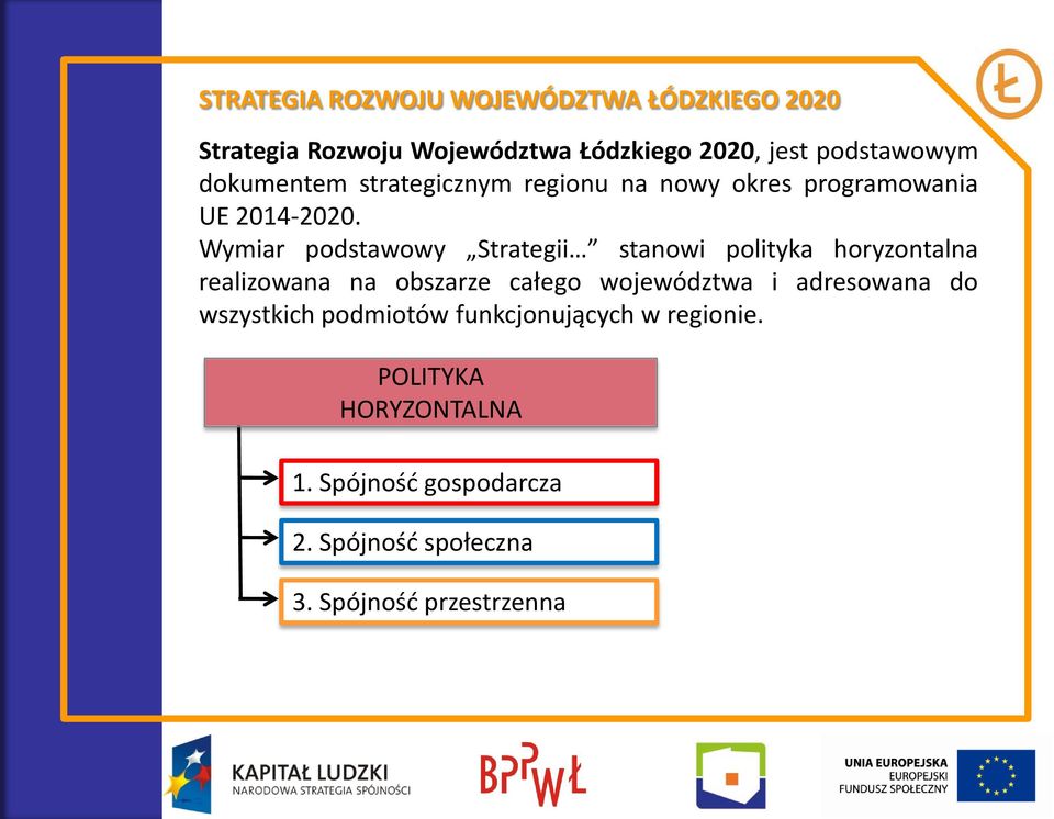 Wymiar podstawowy Strategii stanowi polityka horyzontalna realizowana na obszarze całego województwa i