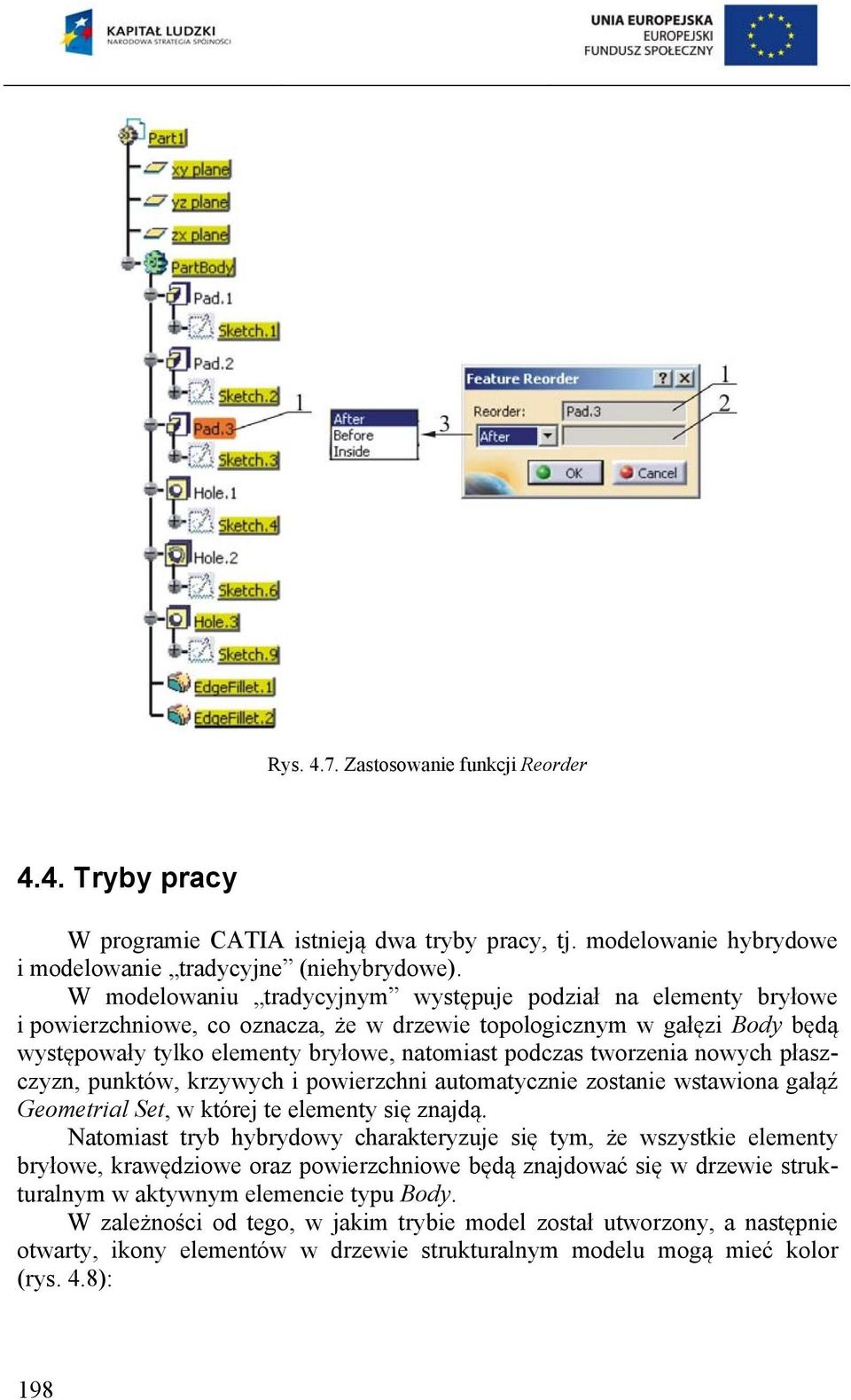 tworzenia nowych płaszczyzn, punktów, krzywych i powierzchni automatycznie zostanie wstawiona gałąź Geometrial Set, w której te elementy się znajdą.