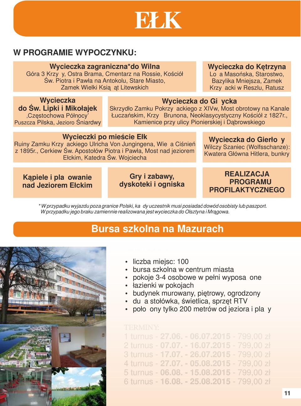 Pokrzyżackiego z XIVw, Most obrotowy na Kanale Łuczańskim, Krzyż Brunona, Neoklasycystyczny Kościół z 1827r.
