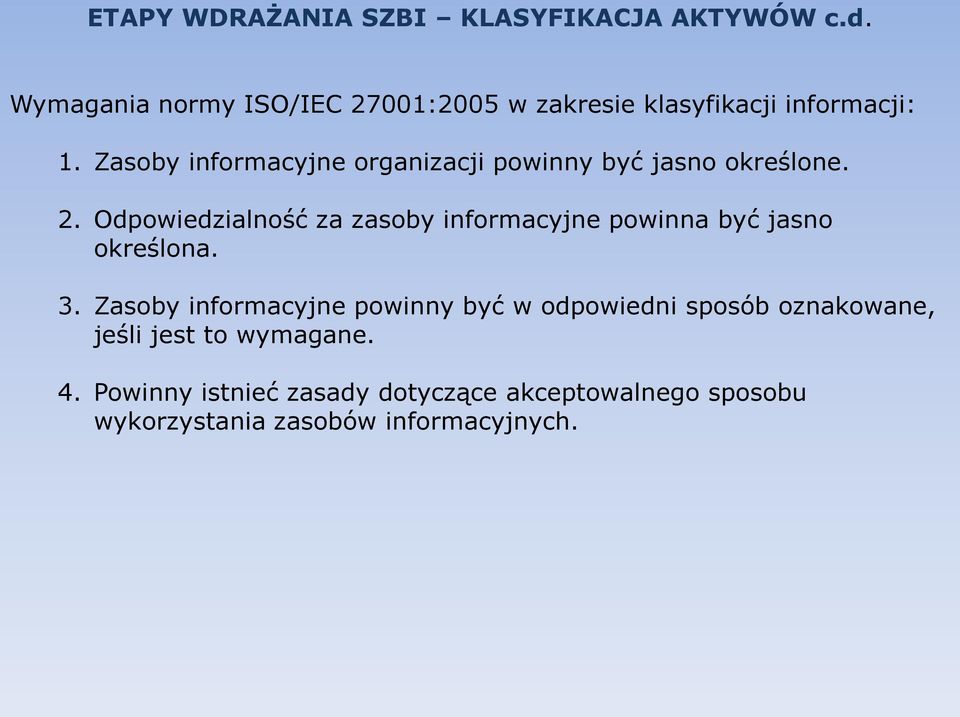 Zasoby informacyjne organizacji powinny być jasno określone. 2.