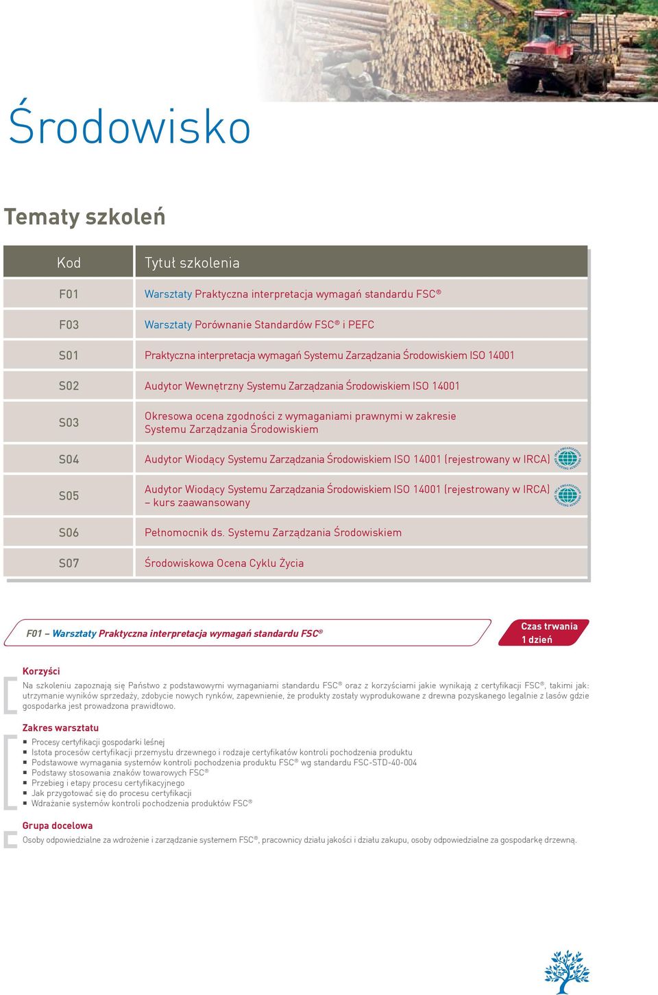 Środowiskiem Audytor Wiodący Systemu Zarządzania Środowiskiem ISO 14001 (rejestrowany w IRCA) Audytor Wiodący Systemu Zarządzania Środowiskiem ISO 14001 (rejestrowany w IRCA) kurs zaawansowany