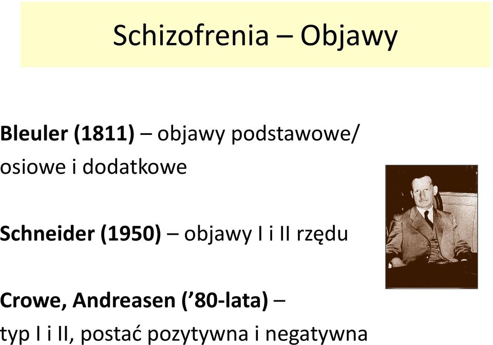 (1950) objawy I i II rzędu Crowe, Andreasen