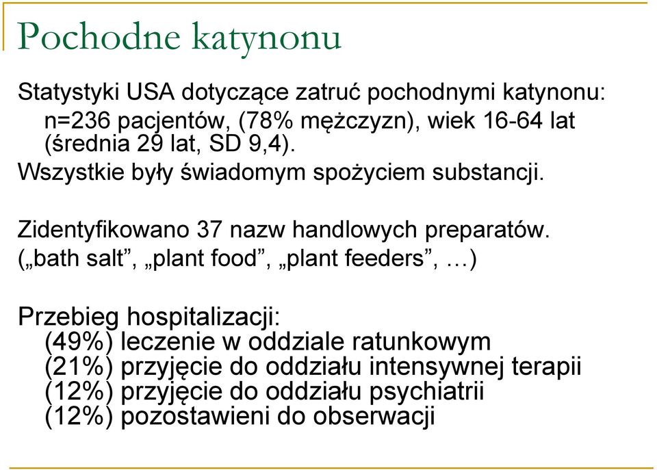 Zidentyfikowano 37 nazw handlowych preparatów.