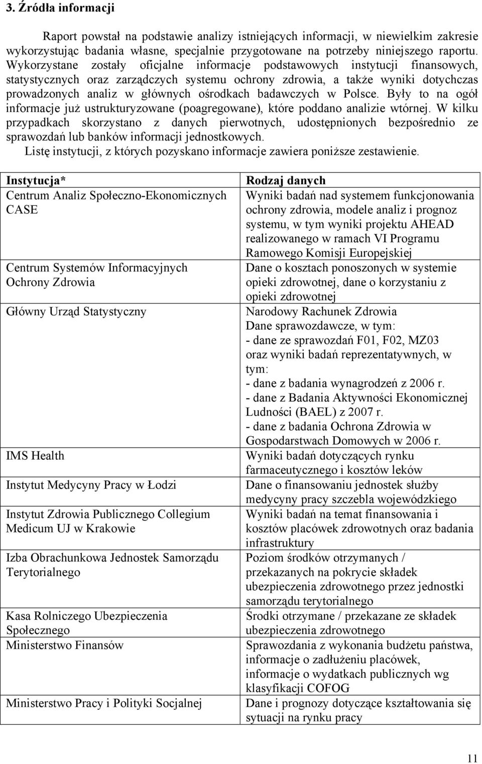ośrodkach badawczych w Polsce. Były to na ogół informacje już ustrukturyzowane (poagregowane), które poddano analizie wtórnej.