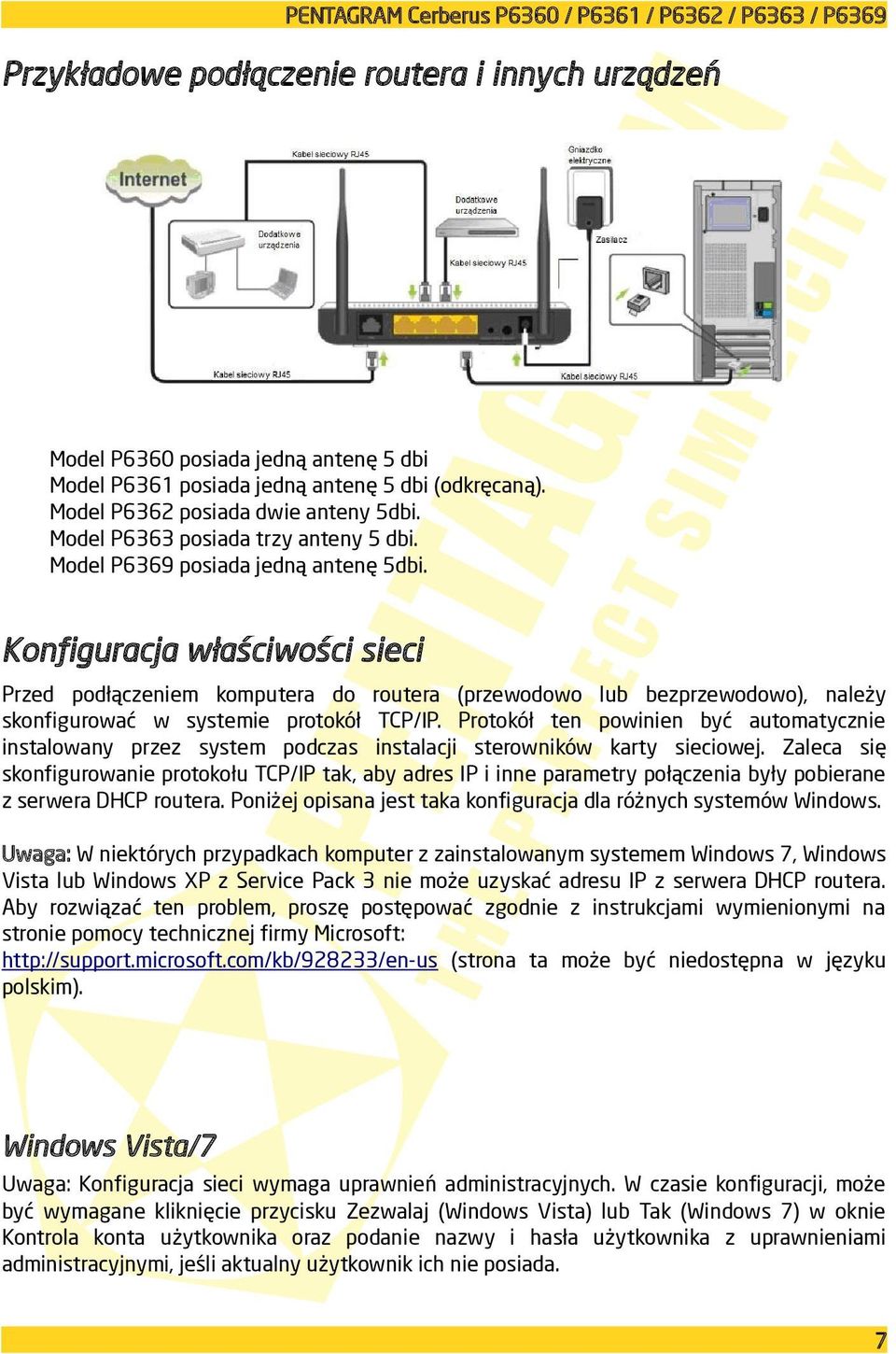 Konfiguracja właściwości sieci Przed podłączeniem komputera do routera (przewodowo lub bezprzewodowo), należy skonfigurować w systemie protokół TCP/IP.