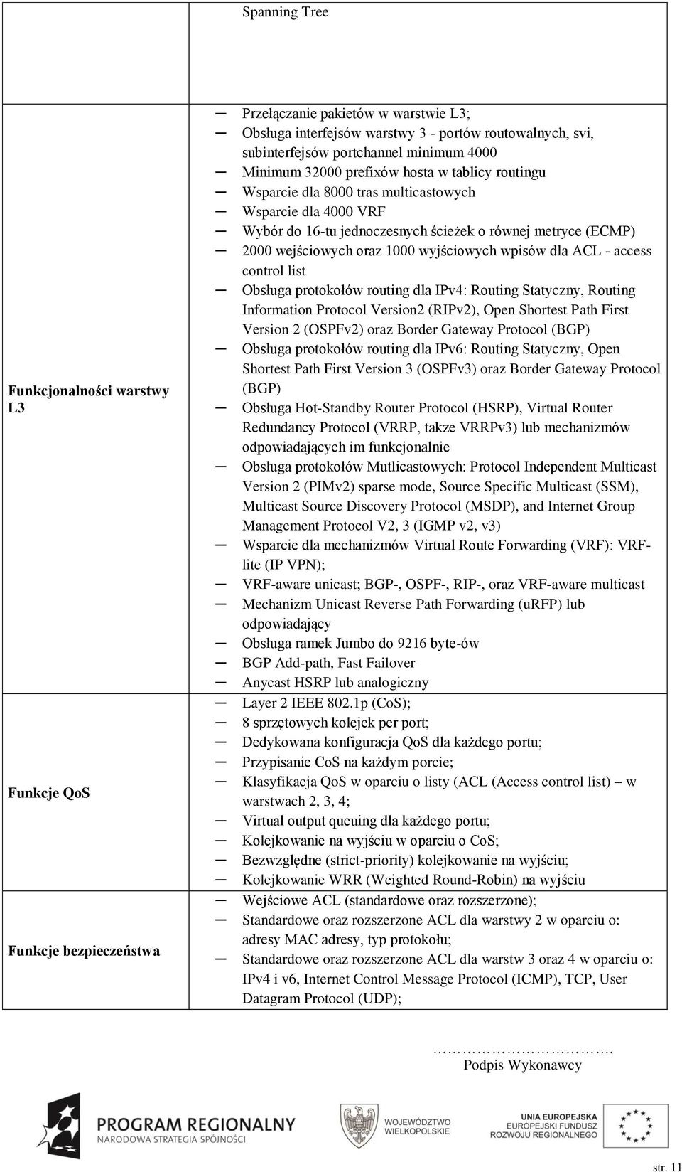 oraz 1000 wyjściowych wpisów dla ACL - access control list Obsługa protokołów routing dla IPv4: Routing Statyczny, Routing Information Protocol Version2 (RIPv2), Open Shortest Path First Version 2