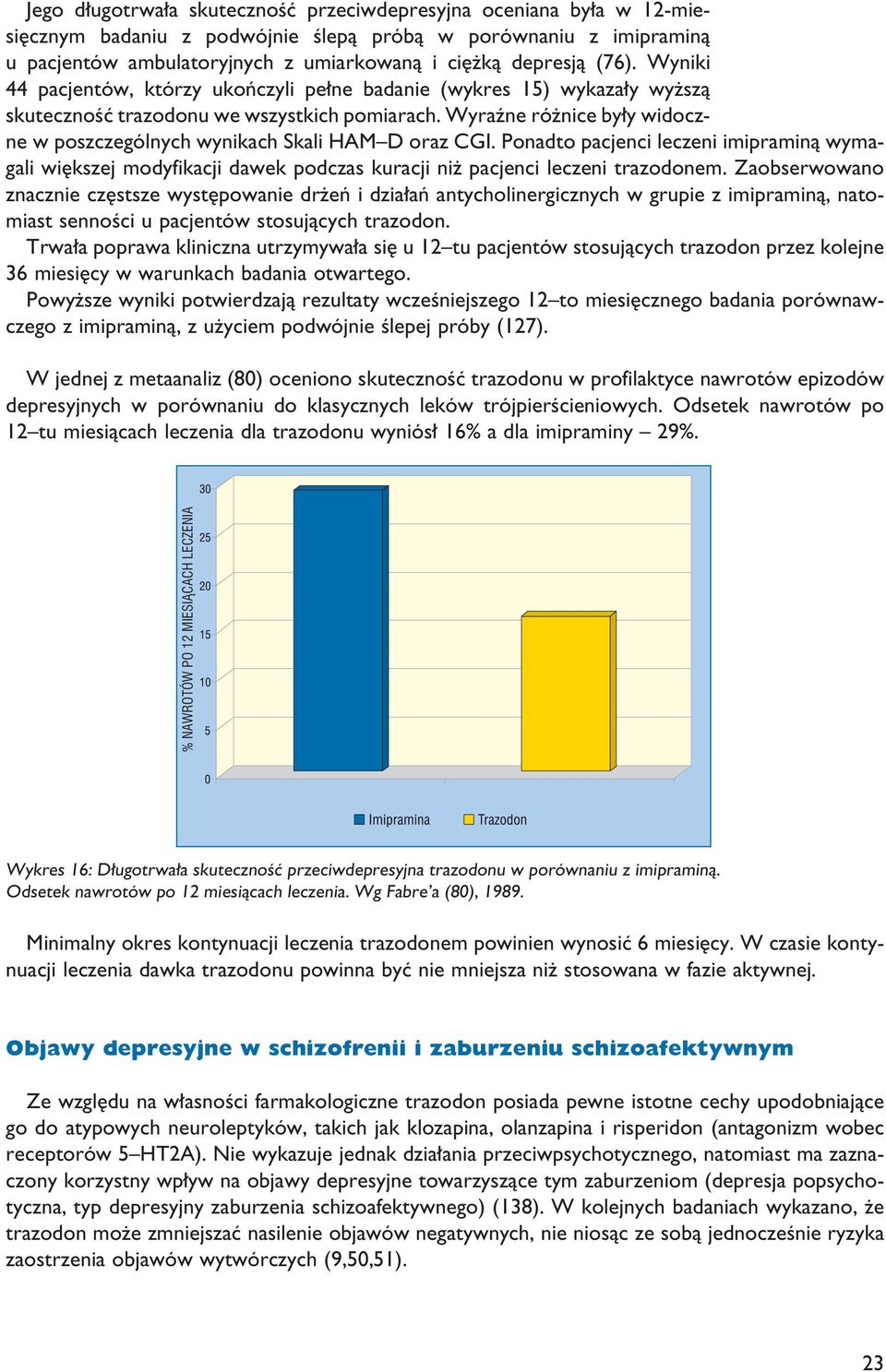 Wyraêne ró nice by y widoczne w poszczególnych wynikach Skali HAM D oraz CGI. Ponadto pacjenci leczeni imipraminà wymagali wi kszej modyfikacji dawek podczas kuracji ni pacjenci leczeni trazodonem.