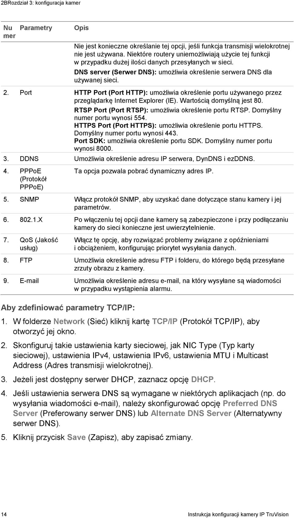 Port HTTP Port (Port HTTP): umożliwia określenie portu używanego przez przeglądarkę Internet Explorer (IE). Wartością domyślną jest 80. RTSP Port (Port RTSP): umożliwia określenie portu RTSP.