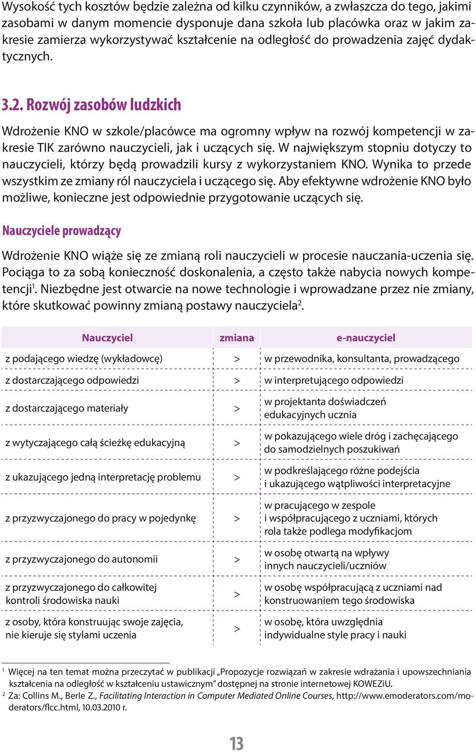 Rozwój zasobów ludzkich Wdrożenie KNO w szkole/placówce ma ogromny wpływ na rozwój kompetencji w zakresie TIK zarówno nauczycieli, jak i uczących się.