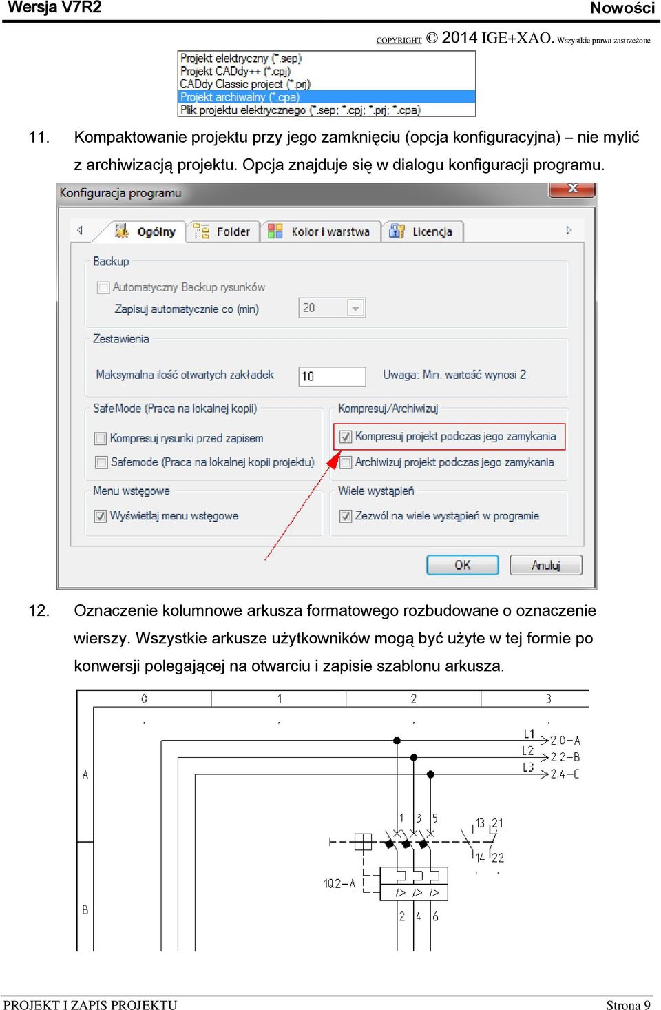 Oznaczenie kolumnowe arkusza formatowego rozbudowane o oznaczenie wierszy.