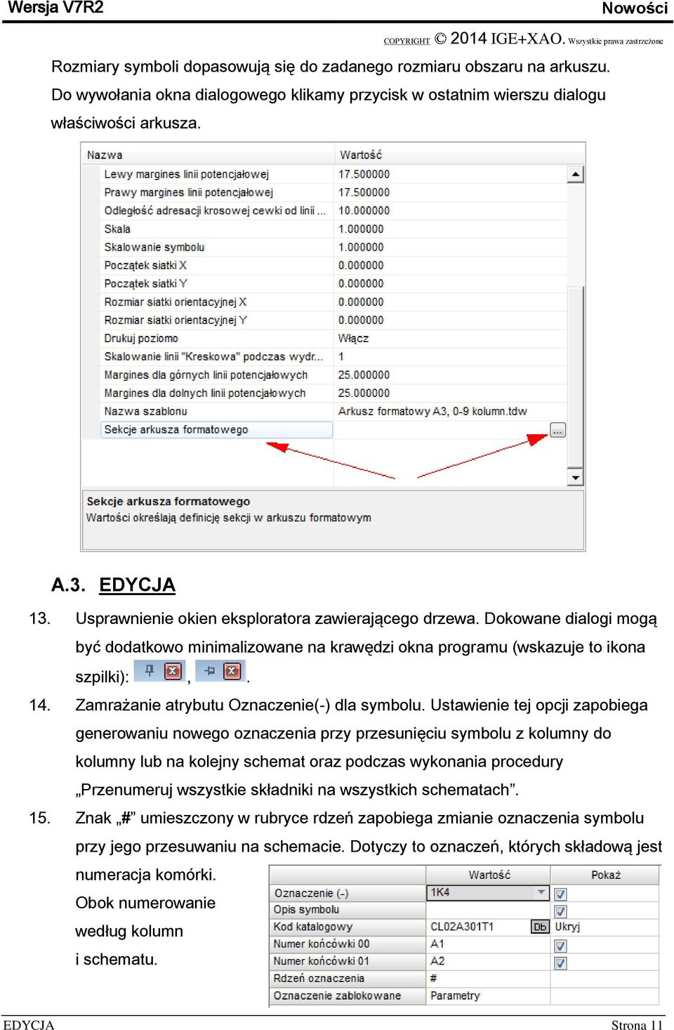 Zamrażanie atrybutu Oznaczenie(-) dla symbolu.