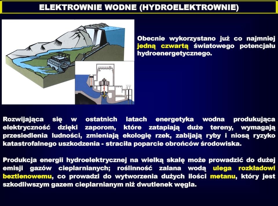 ekologię rzek, zabijają ryby i niosą ryzyko katastrofalnego uszkodzenia - straciła poparcie obrońców środowiska.