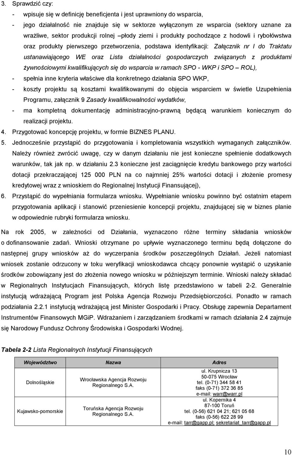 działalności gospodarczych związanych z produktami żywnościowymi kwalifikujących się do wsparcia w ramach SPO - WKP i SPO ROL), - spełnia inne kryteria właściwe dla konkretnego działania SPO WKP, -