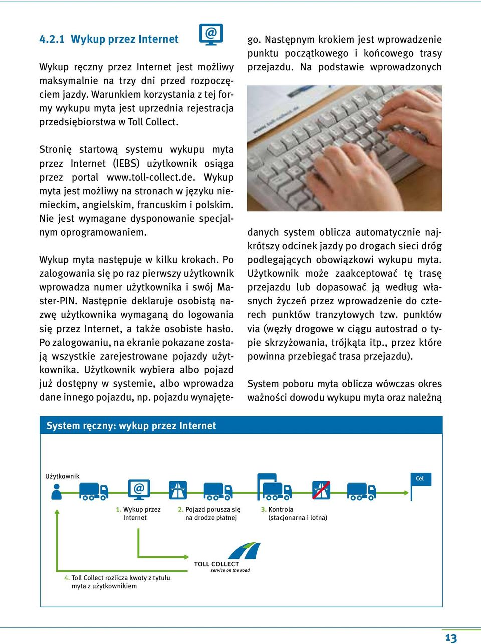 toll-collect.de. Wykup myta jest możliwy na stronach w języku niemieckim, angielskim, francuskim i polskim. Nie jest wymagane dysponowanie specjalnym oprogramowaniem.