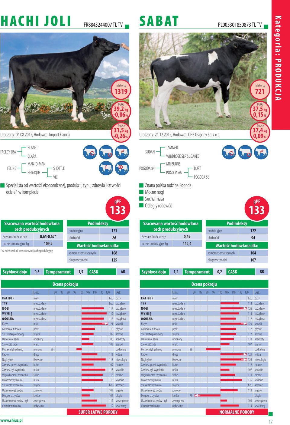 owca: OHZ Osięciny Sp. z o.o. Tłuszcz 37,4 kg 0,09 % FACECY EBA FELINE PLANET CLARA MAN-O-MAN BELGIQUE Powtarzalność oceny 0,65-0,67* Indeks produkcyjny, kg 109,9 SHOTTLE VIC Specjalista od wartości