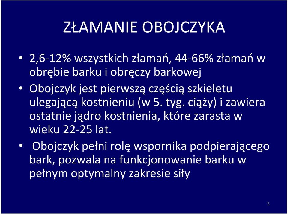 ciąży) i zawiera ostatnie jądro kostnienia, które zarasta w wieku 22-25 lat.