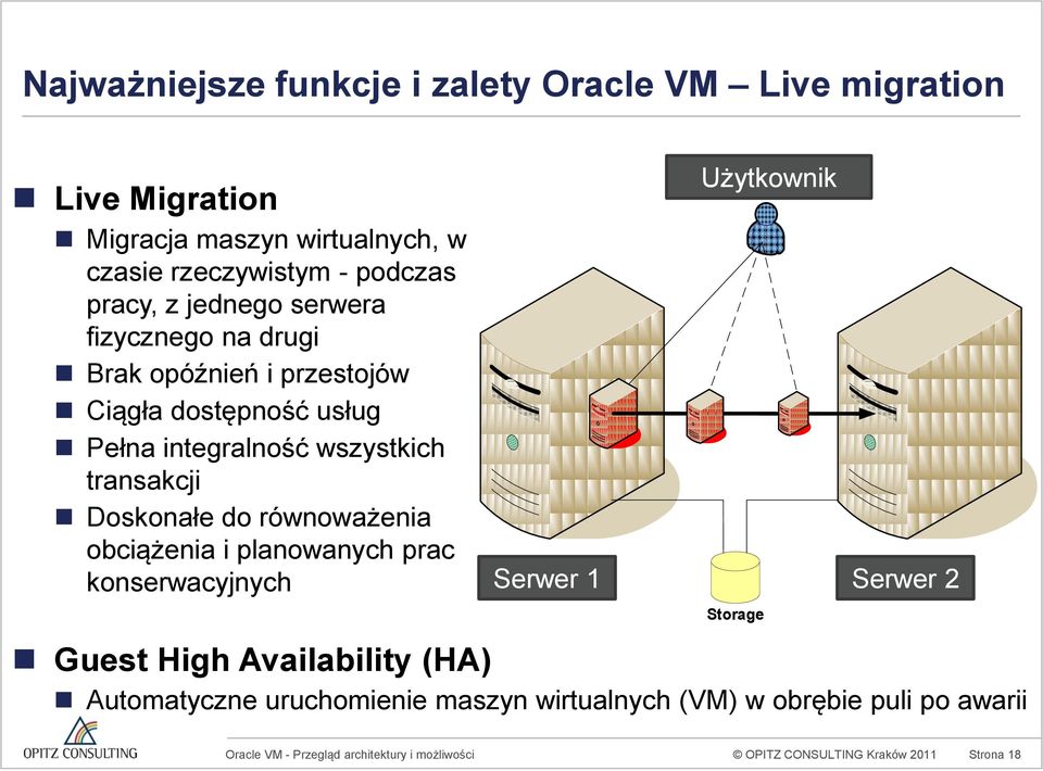 transakcji Doskonałe do równoważenia obciążenia i planowanych prac Użytkownik User konserwacyjnych Serwer Server 1 Serwer Server 22