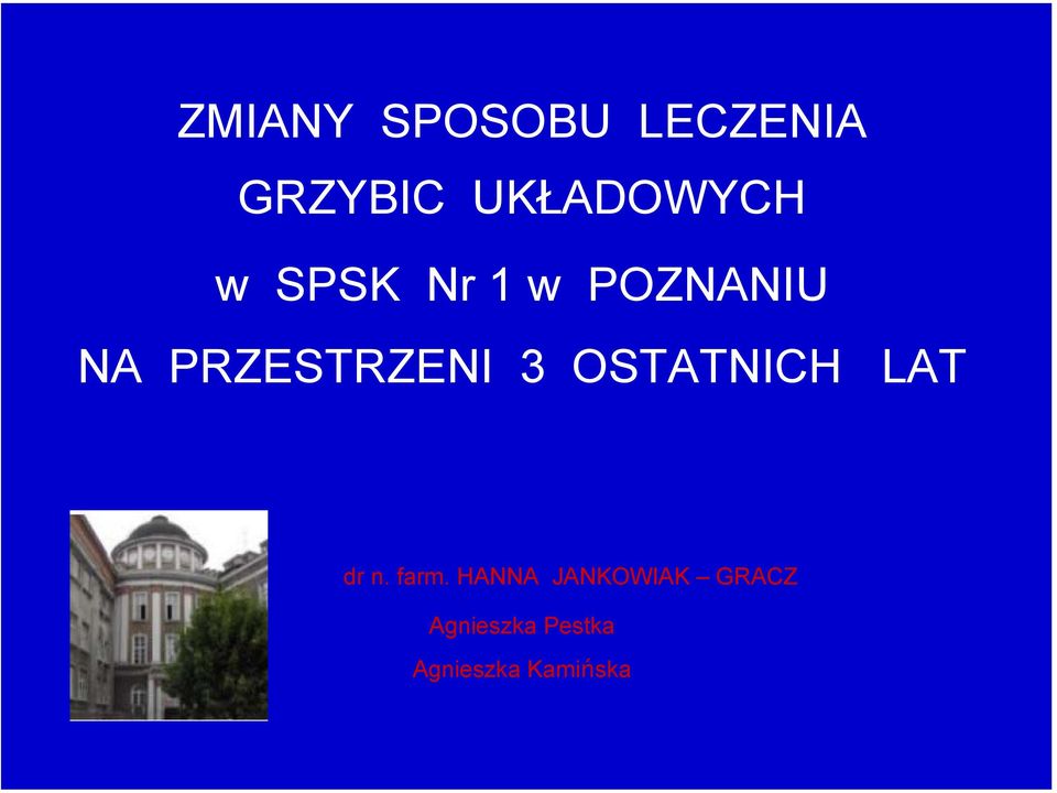 PRZESTRZENI 3 OSTATNICH LAT dr n. farm.