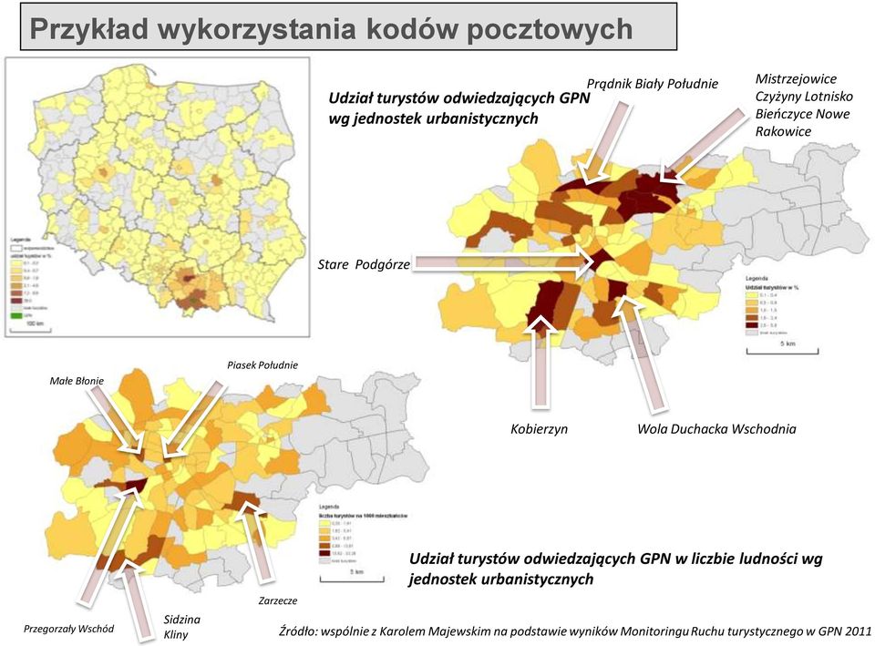 Kobierzyn Wola Duchacka Wschodnia Przegorzały Wschód Sidzina Kliny Zarzecze Udział turystów odwiedzających GPN w liczbie