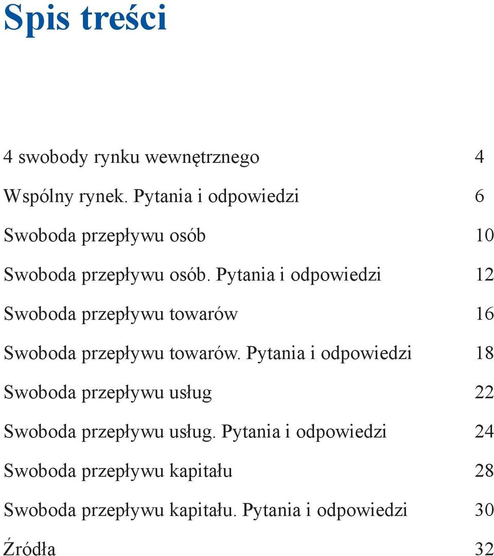 Pytania i odpowiedzi 12 Swoboda przepływu towarów 16 Swoboda przepływu towarów.