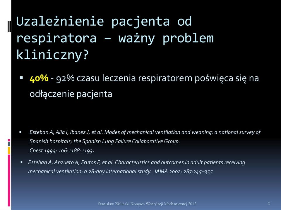 Modes of mechanical ventilation and weaning: a national survey of Spanish hospitals; the Spanish Lung Failure Collaborative Group.