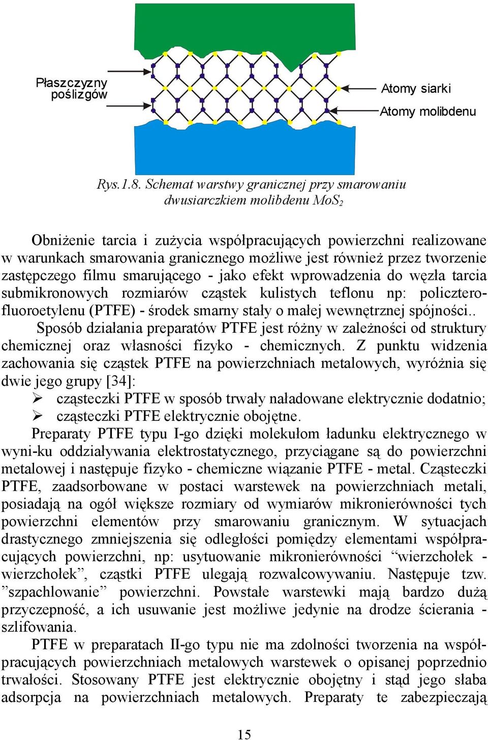 przez tworzenie zastępczego filmu smarującego - jako efekt wprowadzenia do węzła tarcia submikronowych rozmiarów cząstek kulistych teflonu np: policzterofluoroetylenu (PTFE) - środek smarny stały o