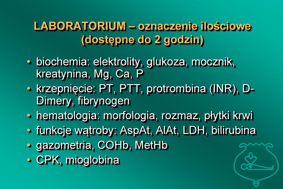 protrombina (INR), D- Dimery, fibrynogen hematologia: morfologia, rozmaz,