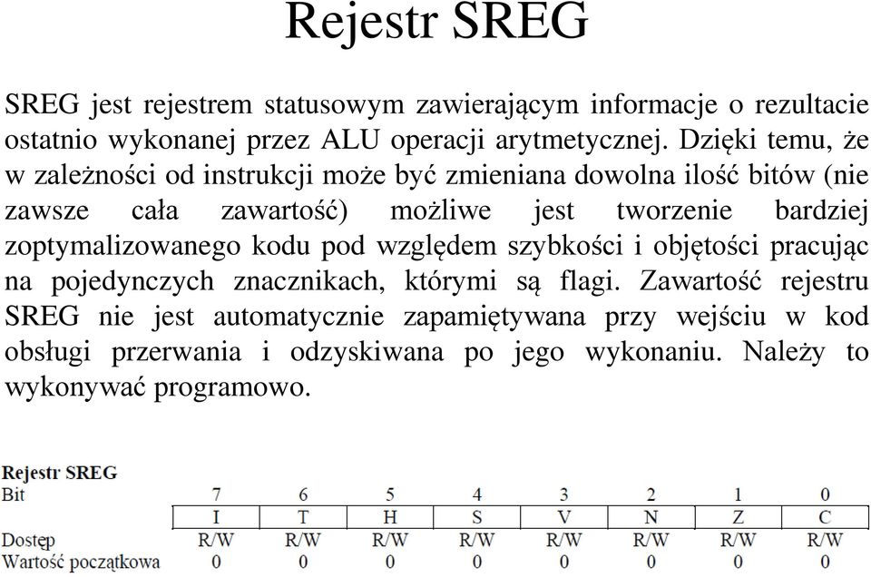 bardziej zoptymalizowanego kodu pod względem szybkości i objętości pracując na pojedynczych znacznikach, którymi są flagi.