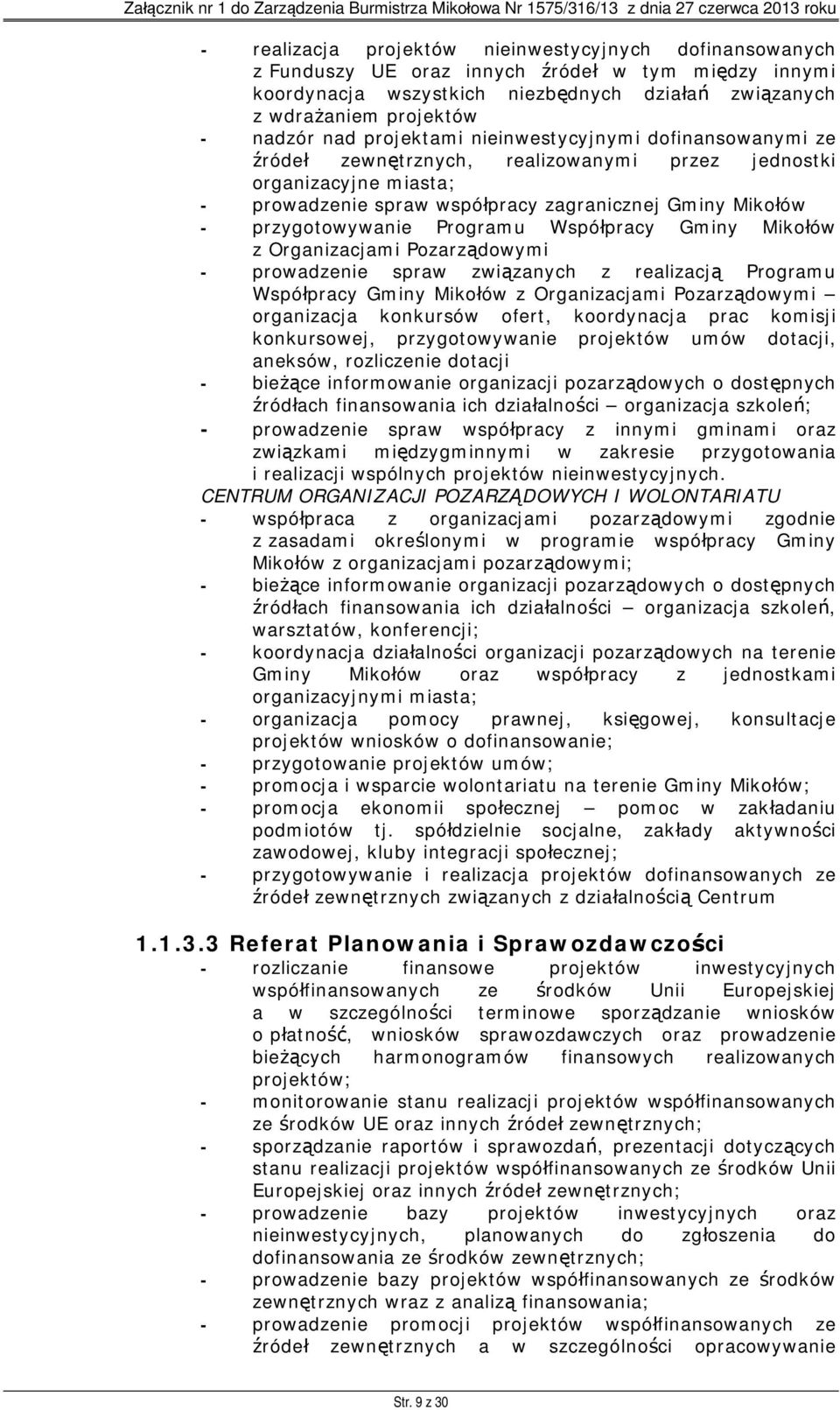 Programu Współpracy Gminy Mikołów z Organizacjami Pozarządowymi - prowadzenie spraw związanych z realizacją Programu Współpracy Gminy Mikołów z Organizacjami Pozarządowymi organizacja konkursów