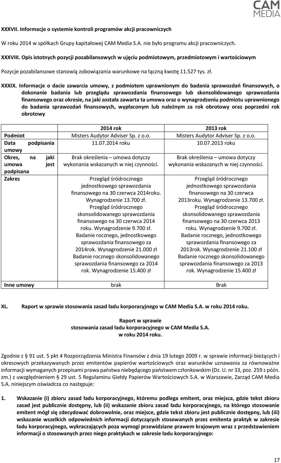 Informacje o dacie zawarcia umowy, z podmiotem uprawnionym do badania sprawozdań finansowych, o dokonanie badania lub przeglądu sprawozdania finansowego lub skonsolidowanego sprawozdania finansowego