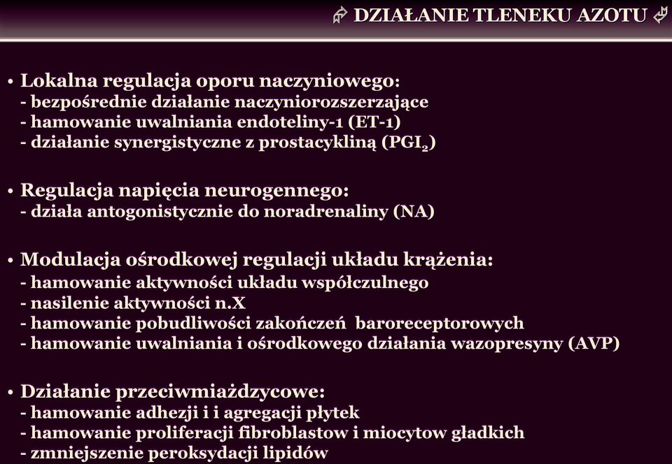 hamowanie aktywności układu współczulnego - nasilenie aktywności n.