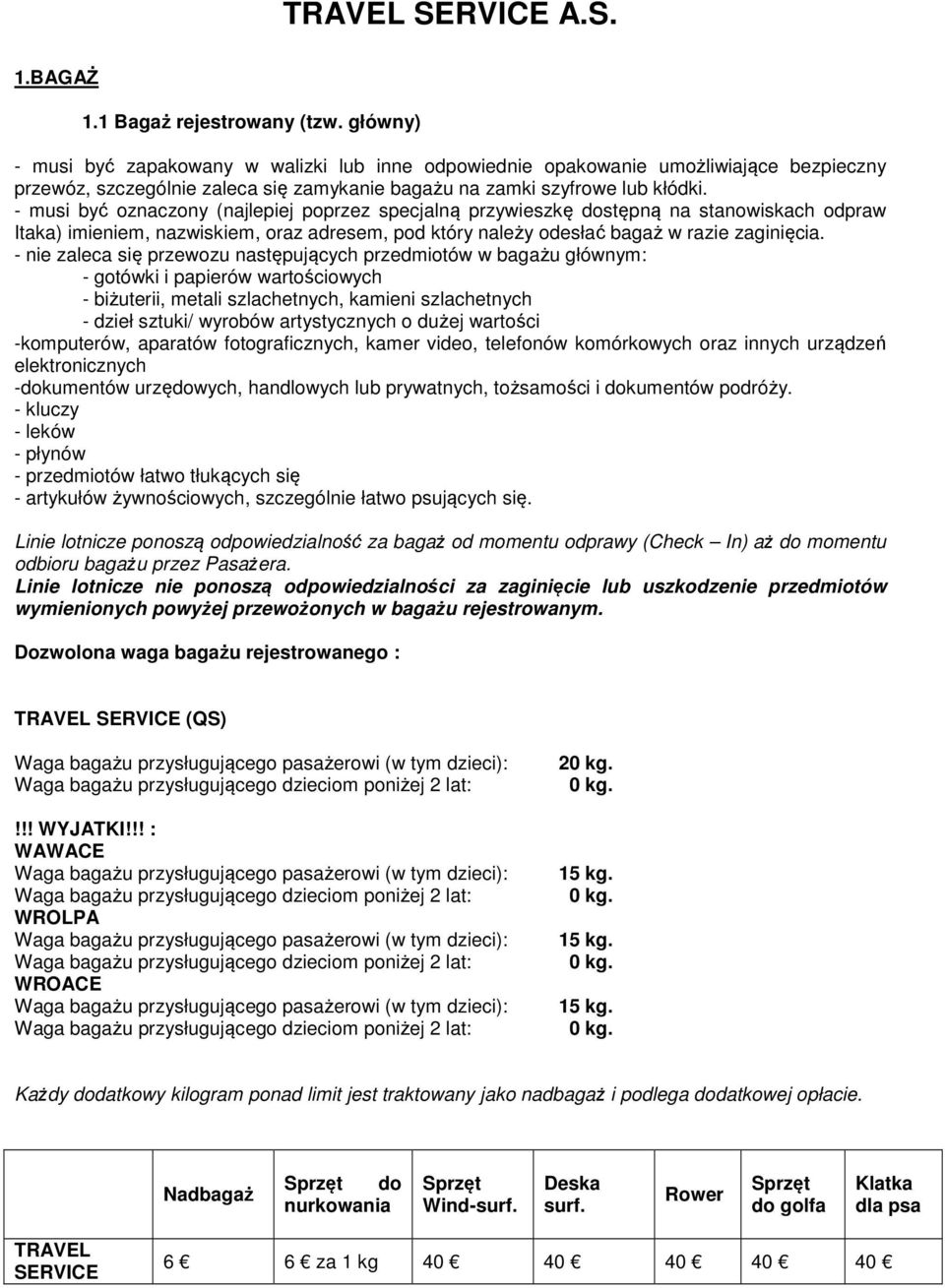 - musi być oznaczony (najlepiej poprzez specjalną przywieszkę dostępną na stanowiskach odpraw Itaka) imieniem, nazwiskiem, oraz adresem, pod który należy odesłać bagaż w razie zaginięcia.