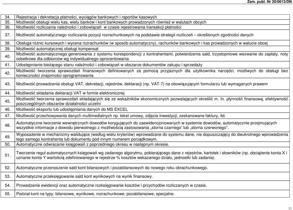 Możliwość automatycznego rozliczania pozycji rozrachunkowych na podstawie strategii rozliczeń określonych zgodności danych 38.